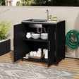 Outdoor Stainless Steel Sink Cart With Storage Cabinet - Calmora - Omega Lifestyles