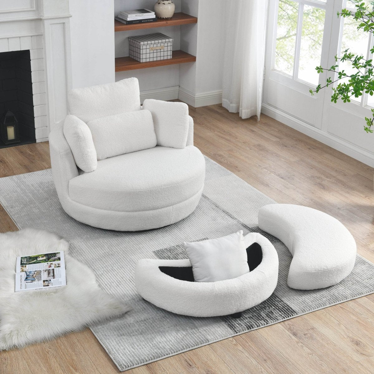 Oversized Swivel Fabric Lounge Chair - Omega Lifestyles
