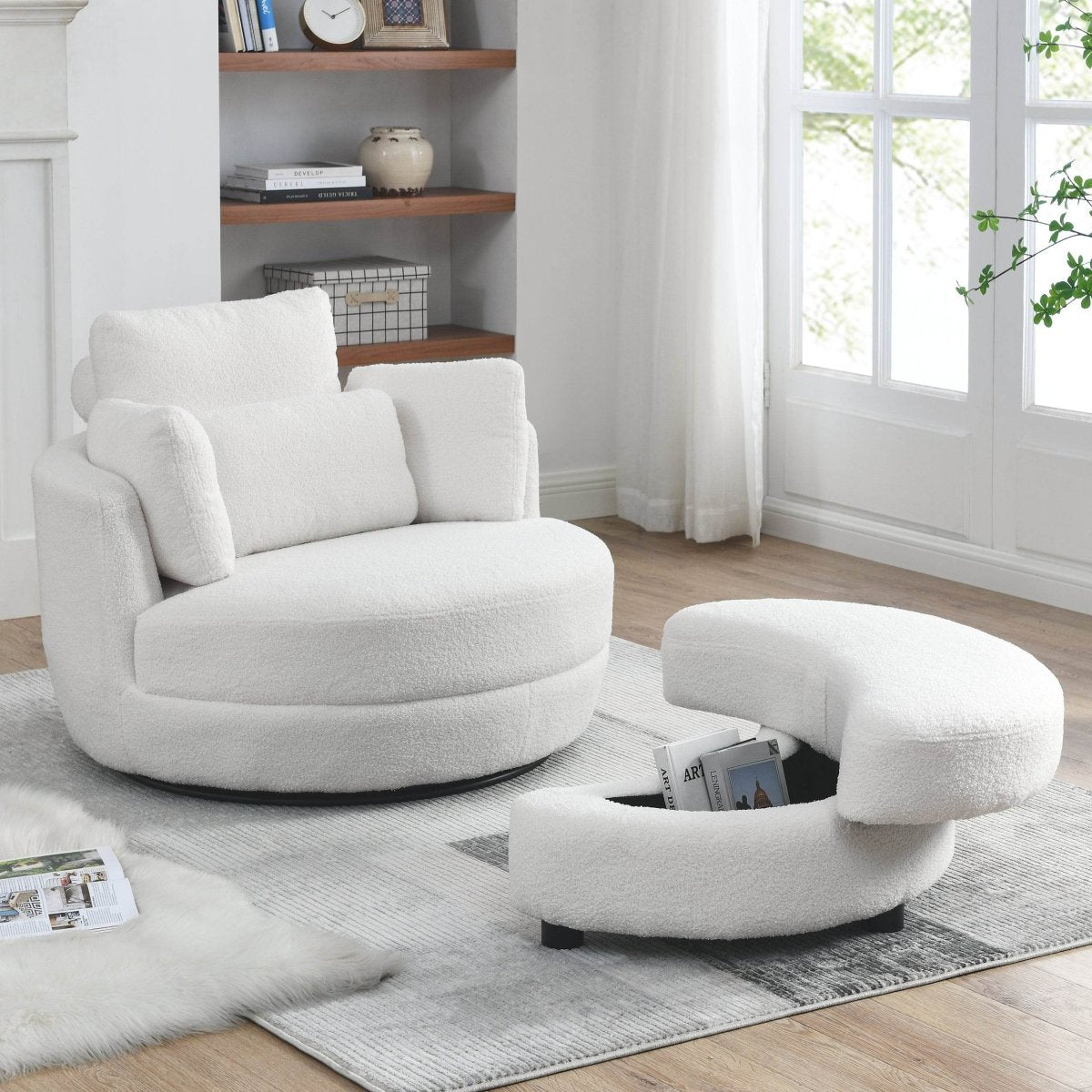 Oversized Swivel Fabric Lounge Chair - Omega Lifestyles