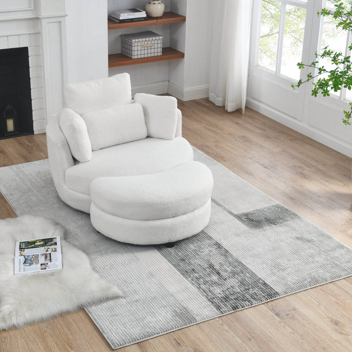 Oversized Swivel Fabric Lounge Chair - Omega Lifestyles