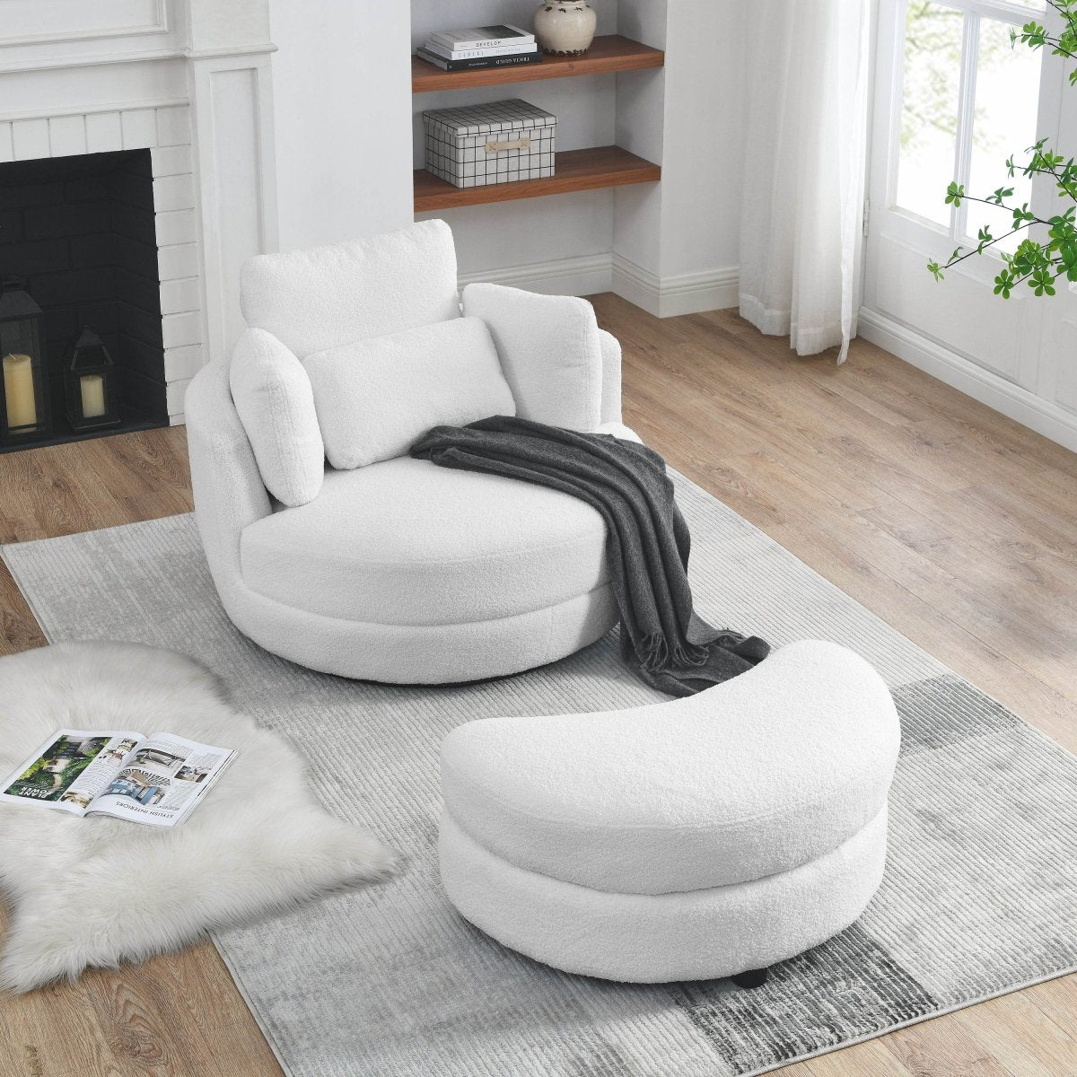 Oversized Swivel Fabric Lounge Chair - Omega Lifestyles