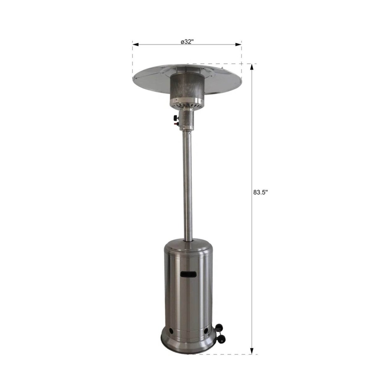 Propane 46000 BTU Steel Gray Stainless Steel Patio Heater - Calmora - Omega Lifestyles