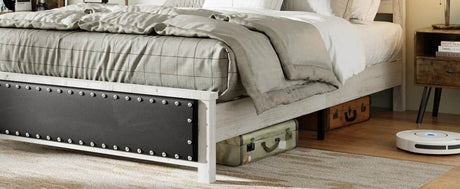 PU Leather Platform Bed Frame with Charging Station and LED Lights - Omega Lifestyles