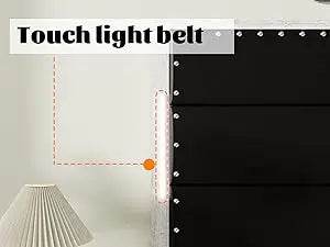 PU Leather Platform Bed Frame with Charging Station and LED Lights - Omega Lifestyles