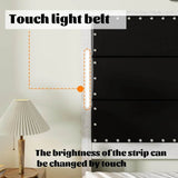 PU Leather Platform Bed Frame with Charging Station and LED Lights - Omega Lifestyles