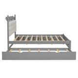 Queen Platform Bed With Trundle Drawers USB Ports Gray - Omega Lifestyles