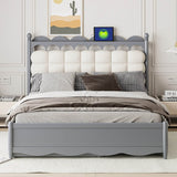 Queen Platform Bed With Trundle Drawers USB Ports Gray - Omega Lifestyles