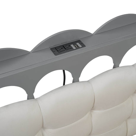 Queen Platform Bed With Trundle Drawers USB Ports Gray - Omega Lifestyles