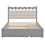 Queen Platform Bed With Trundle Drawers USB Ports Gray - Omega Lifestyles