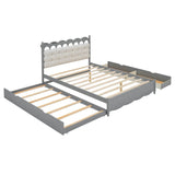 Queen Platform Bed With Trundle Drawers USB Ports Gray - Omega Lifestyles