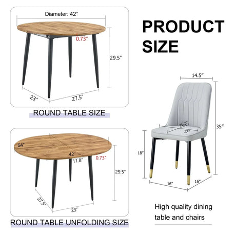 Round Extendable MDF Dining Table With 4 PU Chairs - Omega Lifestyles