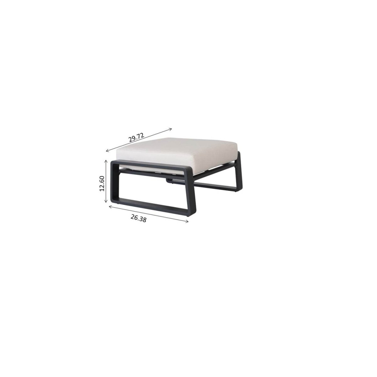 Set of 2 Aluminum Ottomans With Plush Beige Cushions - Calmora - Omega Lifestyles