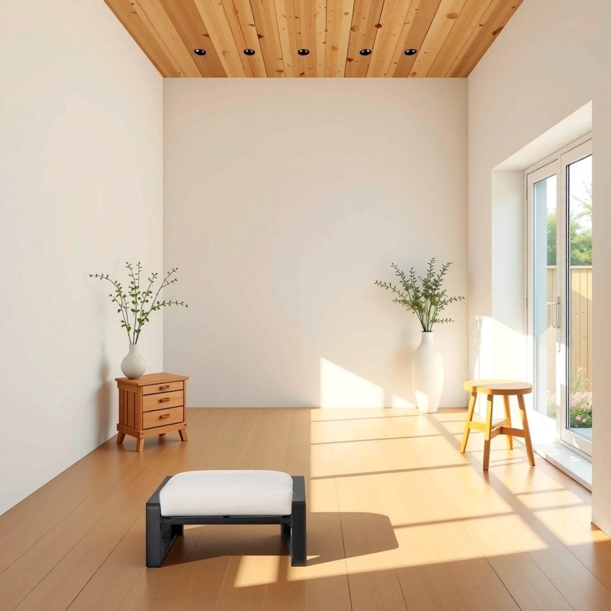 Set of 2 Aluminum Ottomans With Plush Beige Cushions - Calmora - Omega Lifestyles