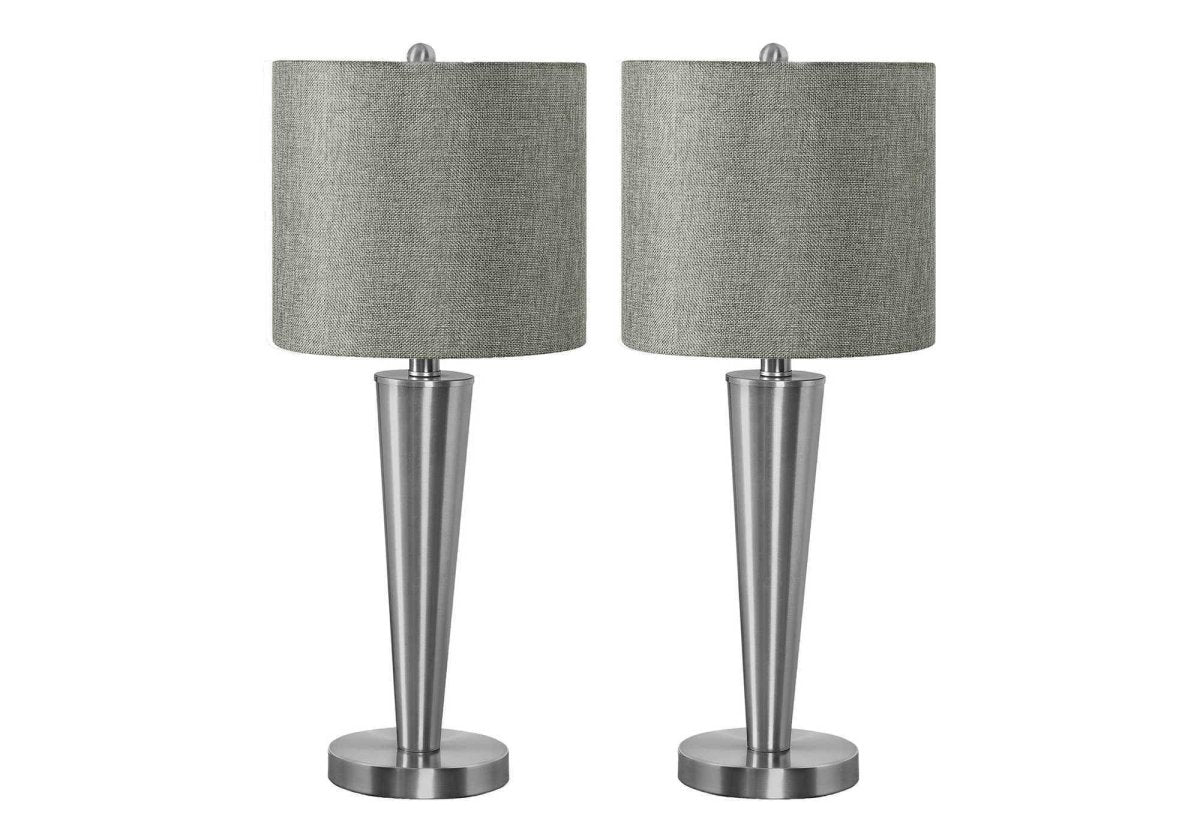 Set of 2 Contemporary Nickel Metal Table Lamps With USB - Sleep Galleria