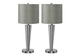 Set of 2 Contemporary Nickel Metal Table Lamps With USB - Sleep Galleria
