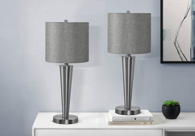Set of 2 Contemporary Nickel Metal Table Lamps With USB - Sleep Galleria