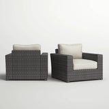 Set of 2 Fully Assembled Modern Outdoor Wicker Armchairs - Calmora - Omega Lifestyles