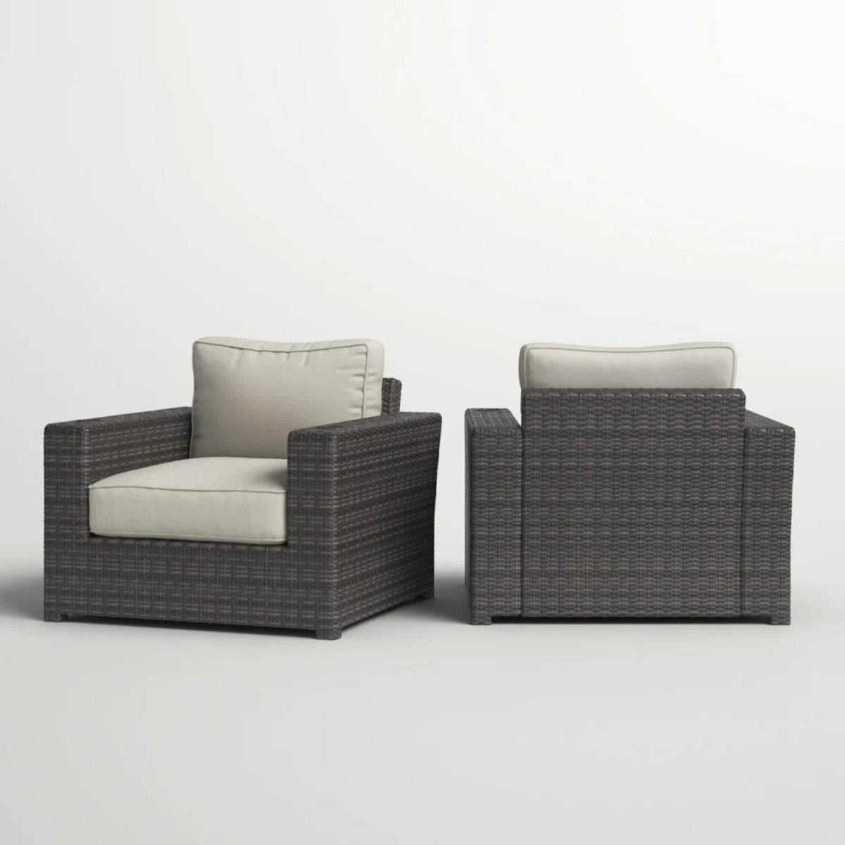 Set of 2 Fully Assembled Modern Outdoor Wicker Armchairs - Calmora - Omega Lifestyles
