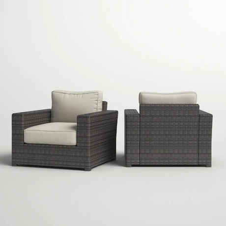 Set of 2 Fully Assembled Modern Outdoor Wicker Armchairs - Calmora - Omega Lifestyles