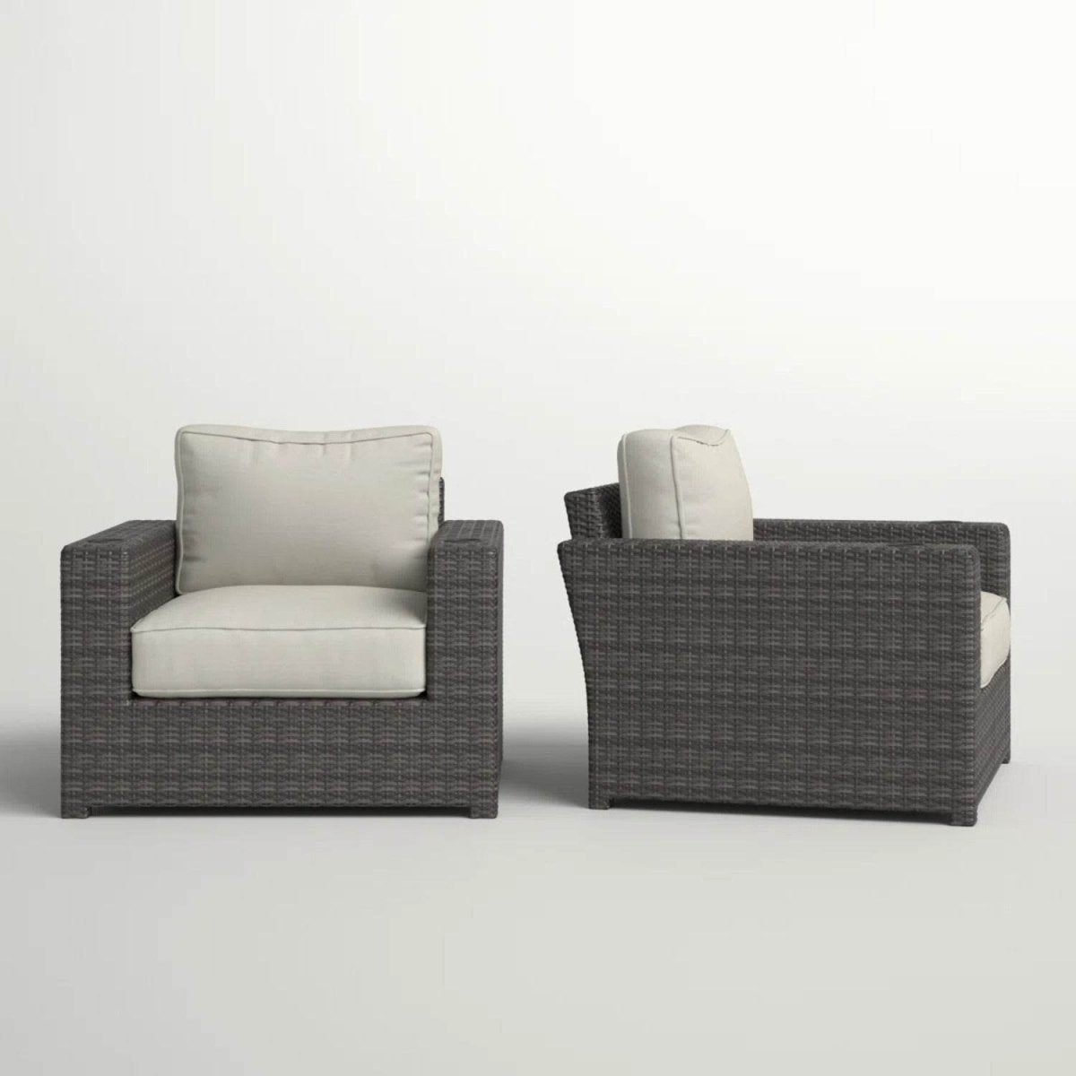 Set of 2 Fully Assembled Modern Outdoor Wicker Armchairs - Calmora - Omega Lifestyles