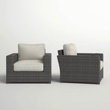 Set of 2 Fully Assembled Modern Outdoor Wicker Armchairs - Calmora - Omega Lifestyles