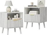 Set of 2 Modern Fluted Wood Nightstands - Omega Lifestyles