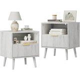 Set of 2 Modern Fluted Wood Nightstands - Omega Lifestyles