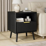 Set of 2 Modern Fluted Wood Nightstands - Omega Lifestyles