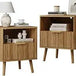 Set of 2 Modern Fluted Wood Nightstands - Omega Lifestyles