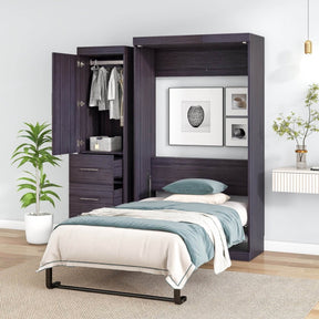 Twin Foldable Murphy Bed With Wardrobe And Drawers - Omega Lifestyles