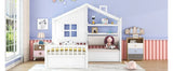 Twin Kids House Bed With Linen Sofa And Storage Drawers - Omega Lifestyles