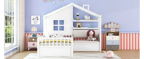 Twin Kids House Bed With Linen Sofa And Storage Drawers - Omega Lifestyles