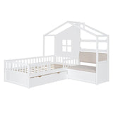 Twin Kids House Bed With Linen Sofa And Storage Drawers - Omega Lifestyles