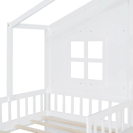 Twin Kids House Bed With Linen Sofa And Storage Drawers - Omega Lifestyles