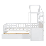 Twin Kids House Bed With Linen Sofa And Storage Drawers - Omega Lifestyles