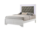 Twin Modern White Crocodile Skin Upholstered LED Bed Frame - Calmora - Omega Lifestyles