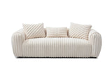 Upholstered White Boucle 3-Seat Plush Sofa - Sleep Galleria