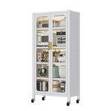 White Metal 6-Tier Storage Cabinet With Transparent Doors - Omega Lifestyles