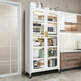White Metal 6-Tier Storage Cabinet With Transparent Doors - Omega Lifestyles