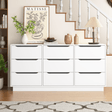 White Modern 9 - Drawer Spacious Storage Dresser - Calmora - Omega Lifestyles