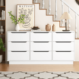 White Modern 9 - Drawer Spacious Storage Dresser - Calmora - Omega Lifestyles