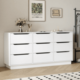 White Modern 9 - Drawer Spacious Storage Dresser - Calmora - Omega Lifestyles
