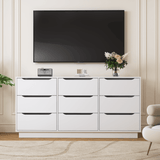 White Modern 9 - Drawer Spacious Storage Dresser - Calmora - Omega Lifestyles