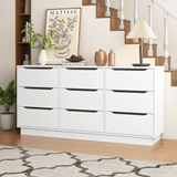 White Modern 9 - Drawer Spacious Storage Dresser - Calmora - Omega Lifestyles