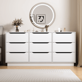 White Modern 9 - Drawer Spacious Storage Dresser - Calmora - Omega Lifestyles
