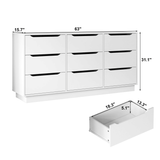 White Modern 9 - Drawer Spacious Storage Dresser - Calmora - Omega Lifestyles
