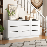 White Modern 9 - Drawer Spacious Storage Dresser - Calmora - Omega Lifestyles