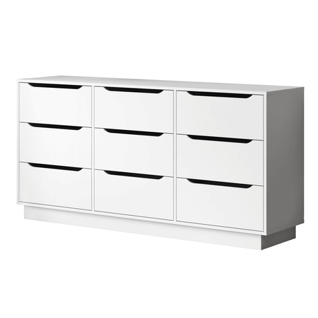 White Modern 9 - Drawer Spacious Storage Dresser - Calmora - Omega Lifestyles