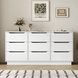 White Modern 9 - Drawer Spacious Storage Dresser - Calmora - Omega Lifestyles