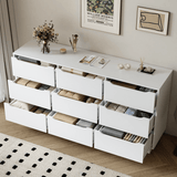 White Modern 9 - Drawer Spacious Storage Dresser - Calmora - Omega Lifestyles